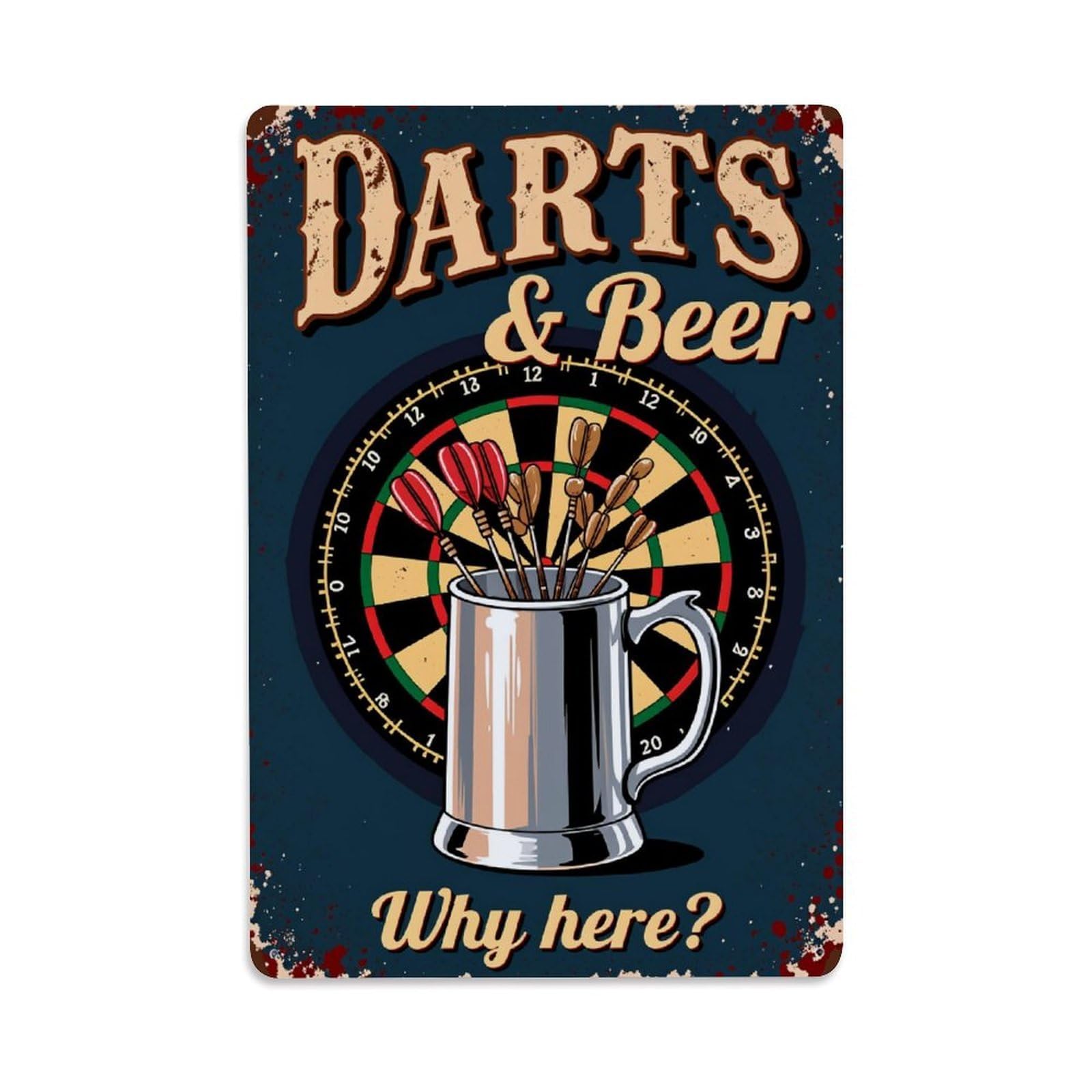 Darts Beer Mug Target Darts Vintage Tin Sign Retro Metal Wall Decor Metal Poster, Home Bar Garage Farmhouse Cafe Wall Art Decoration 8x12Inches