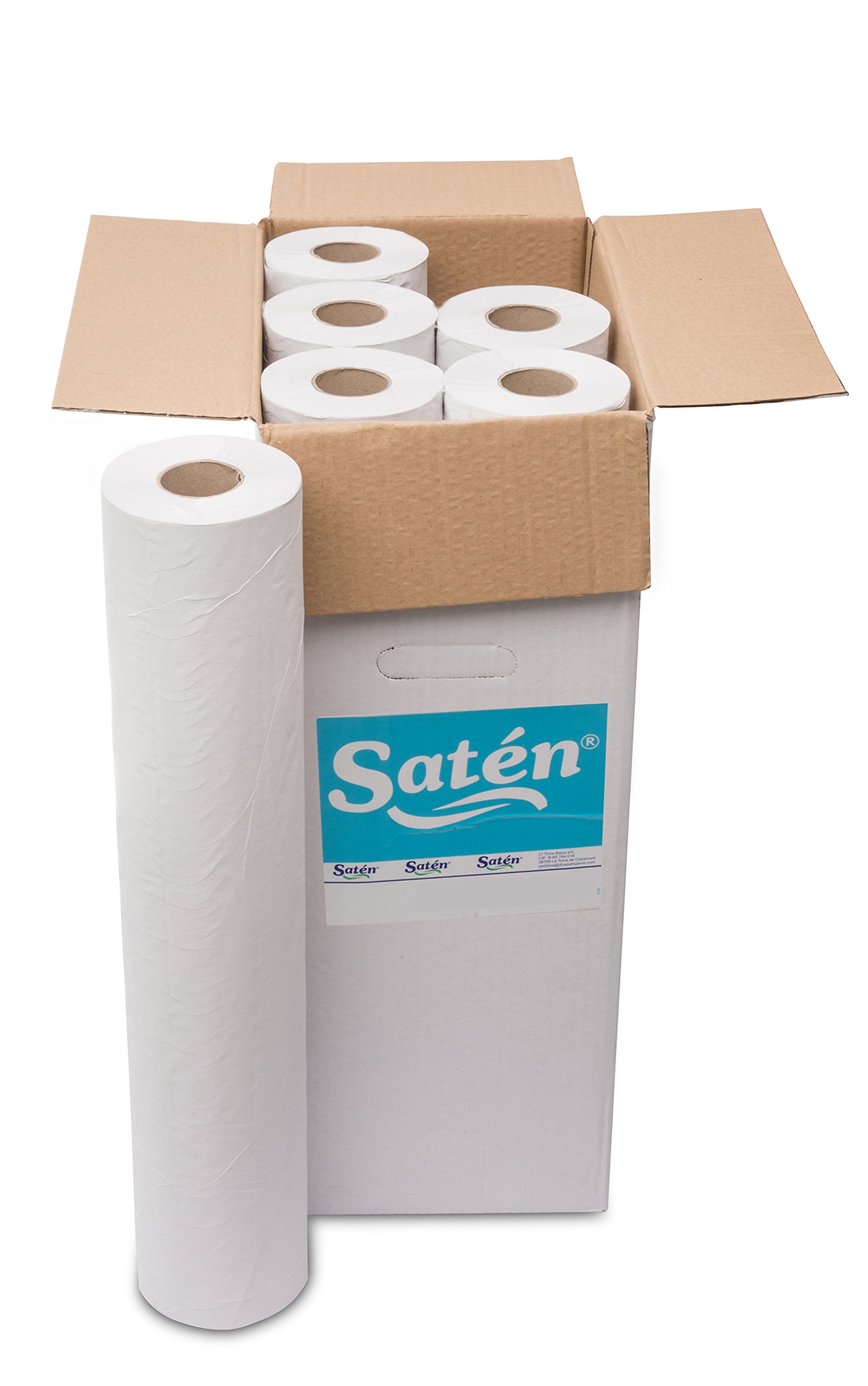 Saten Rollo Camilla, 0.59 x 58 Metros, 2 Capas, Lisa, Blanca, Set de 6, Reciclada