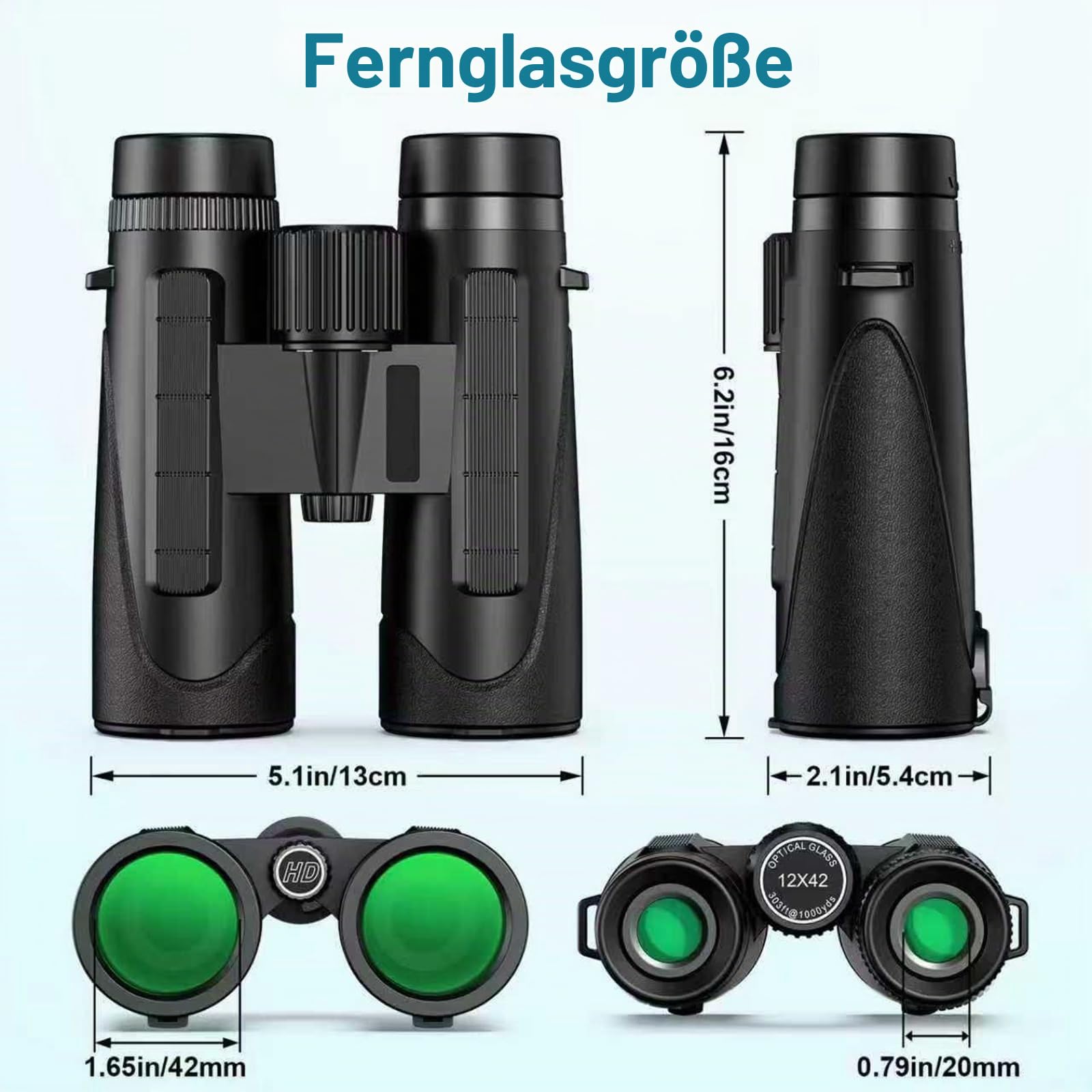 Fernglas 12x42, Ferngläser für Erwachsene, BAK4 Prism FMC, HD Ferngläser wasserdicht, Fernglas Erwachsene, für Vogelbeobachtung,Jagd,Wandern,Astronomie