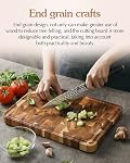 XINZUO Acacia Wood Cutting Board for Kitchen End Grain Cutting Board (13.8''L x 9.8''W x 1''T)-Wooden Chopping Board Meat Cutting Board with Non-Slip Feet, Side Handles and Juice Groove