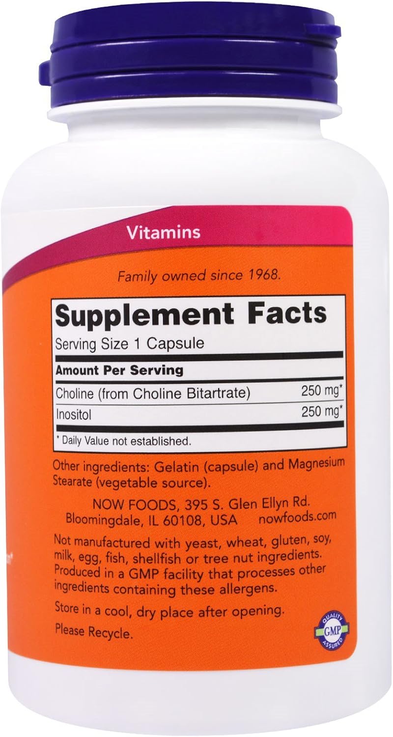 NOW Foods 3 Pack Choline & Inositol, 500 mg, 100 Capsules