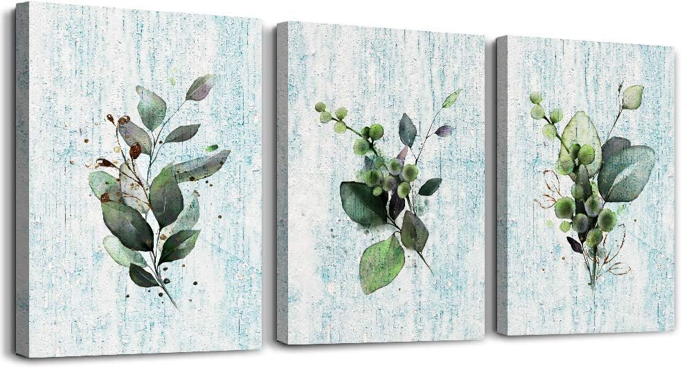 modern style Green leaves plants Canvas wall art for bedroom bathroom wall decor Watercolor painting Framed posters Canvas Prints for living room office Home Decoration mural kitchen wall painting