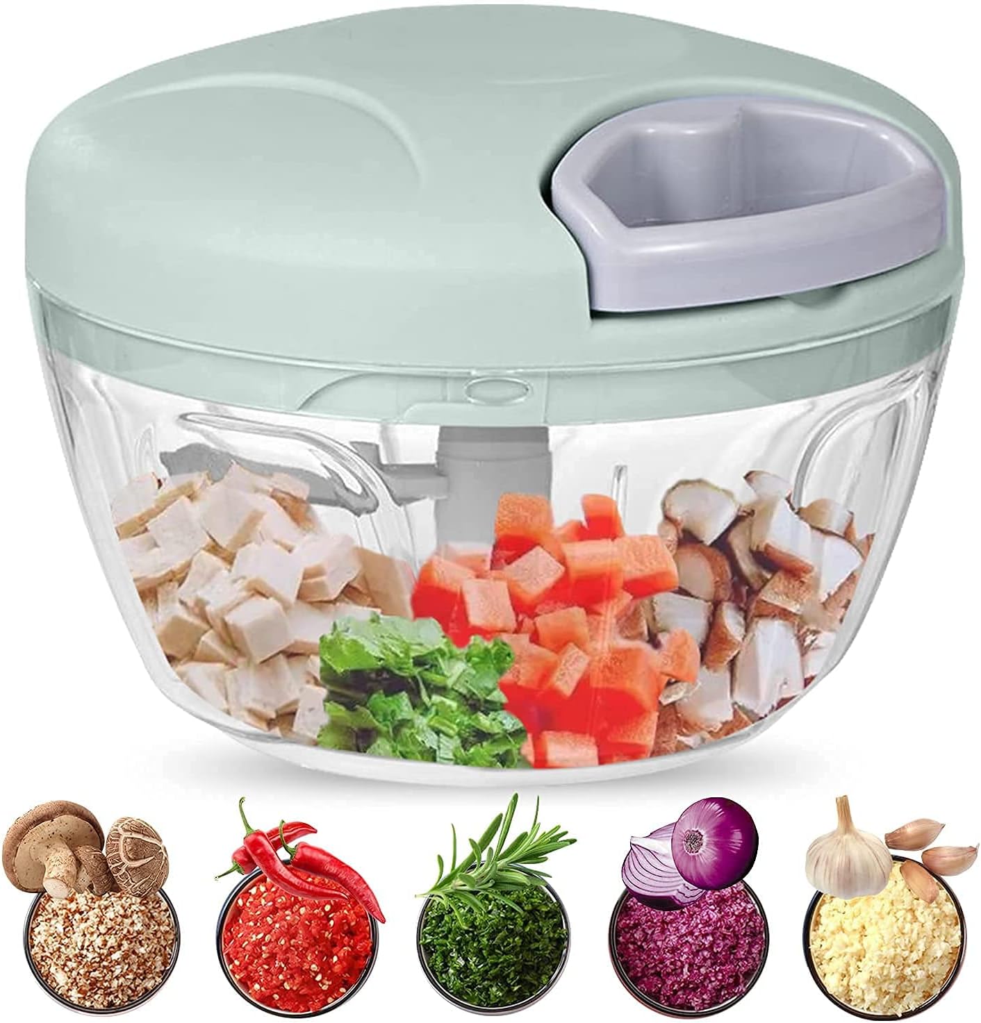 HS-STORE's Manual Food Chopper Easy & Powerful Hand Held Vegetable Chopper/Blender to Chop Fruits/Nuts/Herbs/Onions/Garlic (Pack of 2)
