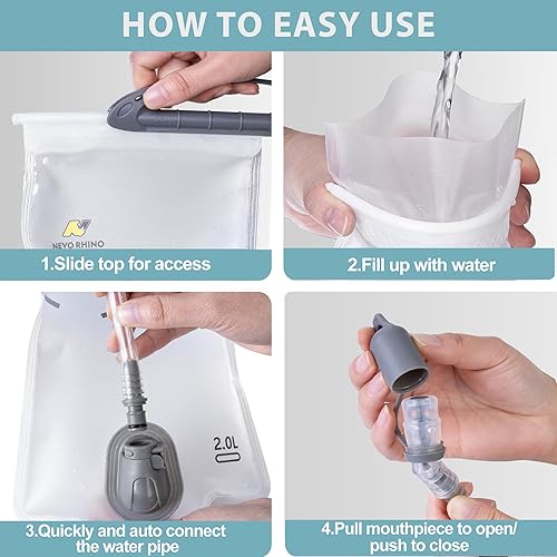 Miniatura 4 de N NEVO RHINO Bolsa de hidratación 2L-3L, depósito de agua para mochila de senderismo, bolsa de almacenamiento de agua a prueba de fugas, bolsa de