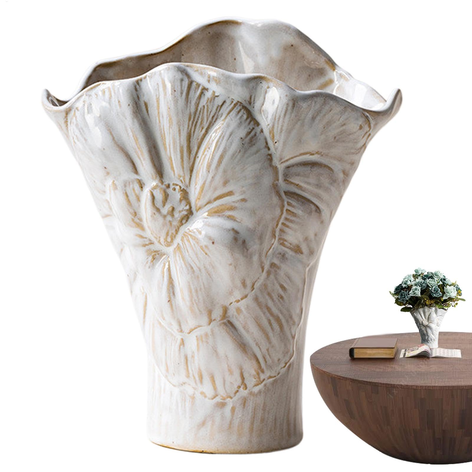 Vase en céramique au design floral moderne pour centre de table
