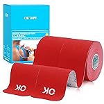 OK TAPE Kinesiology Tape 10 inches Precut, 20 Strips, Cotton Elastic Athletic Tape Latex Free, 2inch x 16ft, 2 Rolls Red