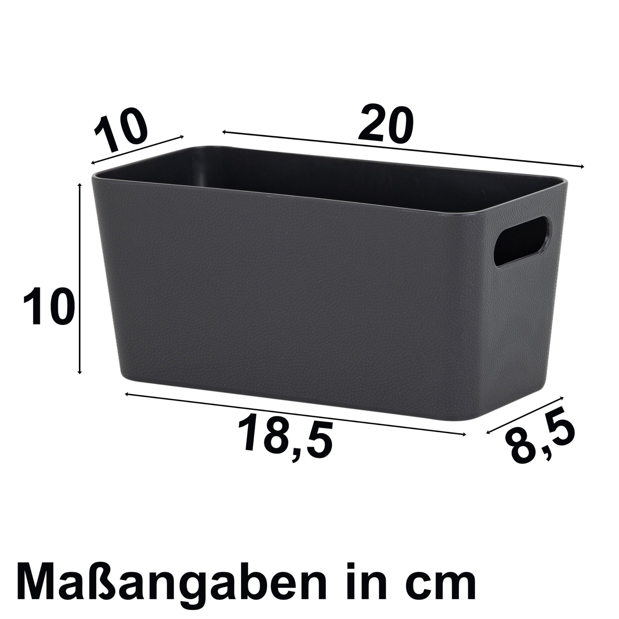 #11 12x Ordnungsbox 10cm hoch anthrazit 20x10cm Ordnungskorb Wandregal