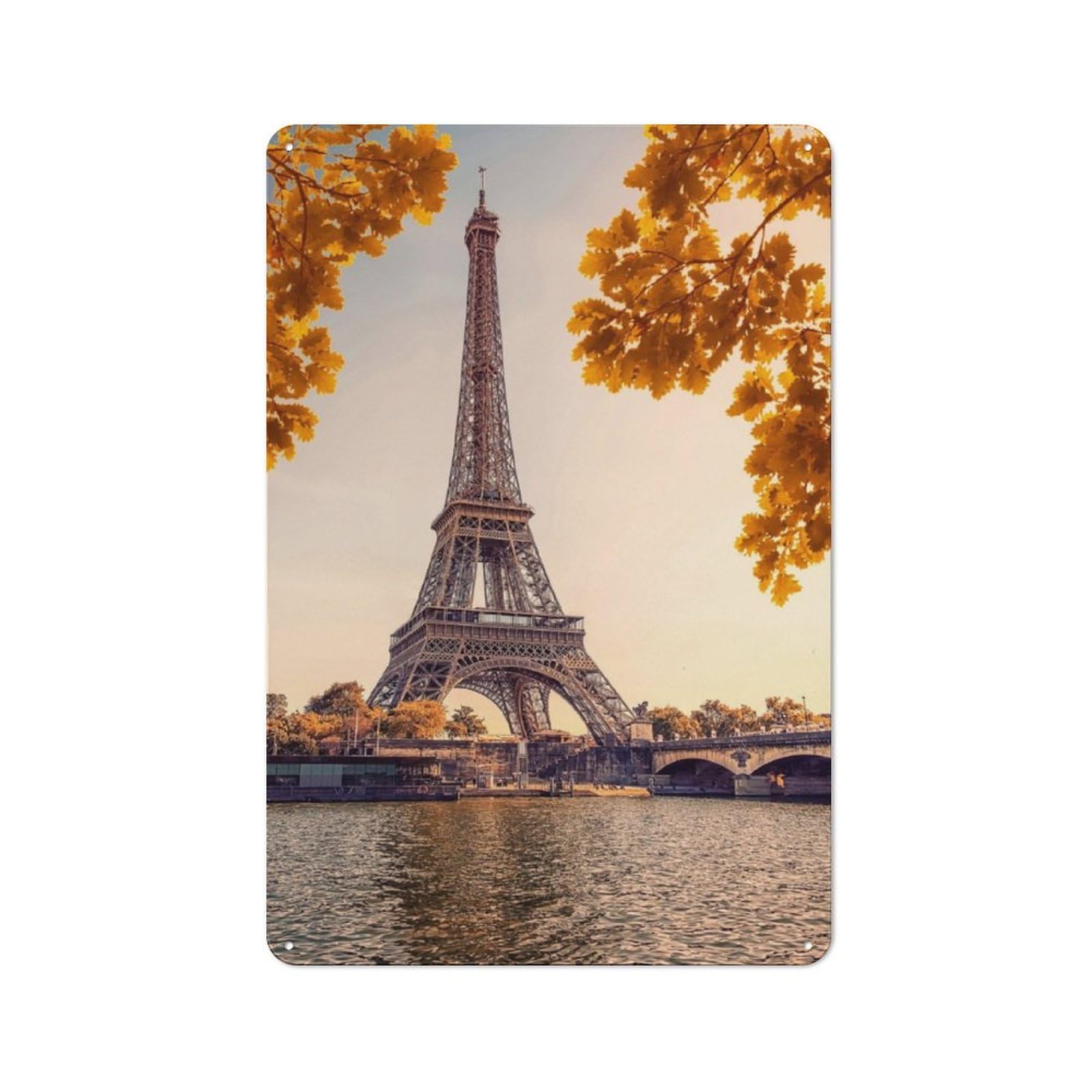 Junmoney Autumn In Paris Metal Wall Sign 30X20cm Featuring For Living Room Wall, A Decorative Gift For A Newly Furnished Living Room