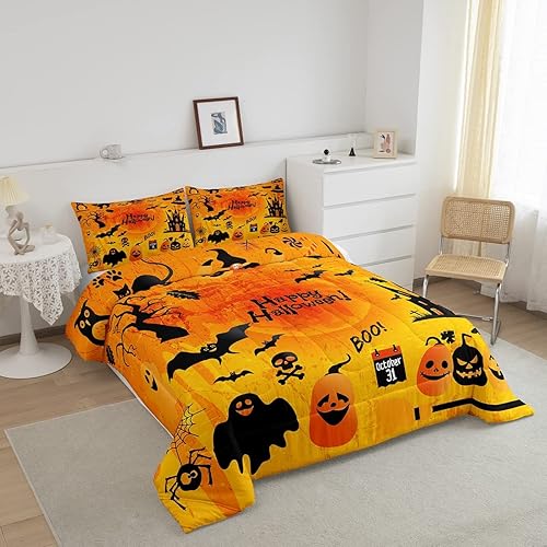 Miniatura 2 de Juego de edredón con temática de Halloween para niños, ropa de cama de 3 piezas para adolescentes, niños y niñas, divertido juego de edredón de