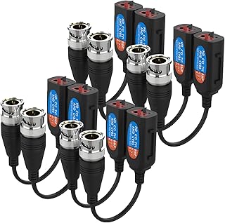 VIMIP [8MP 1080P] HD-CVI/TVI/AHD Video Balun Mini CCTV BNC Passive Video Balun Transceiver (4 Pairs)