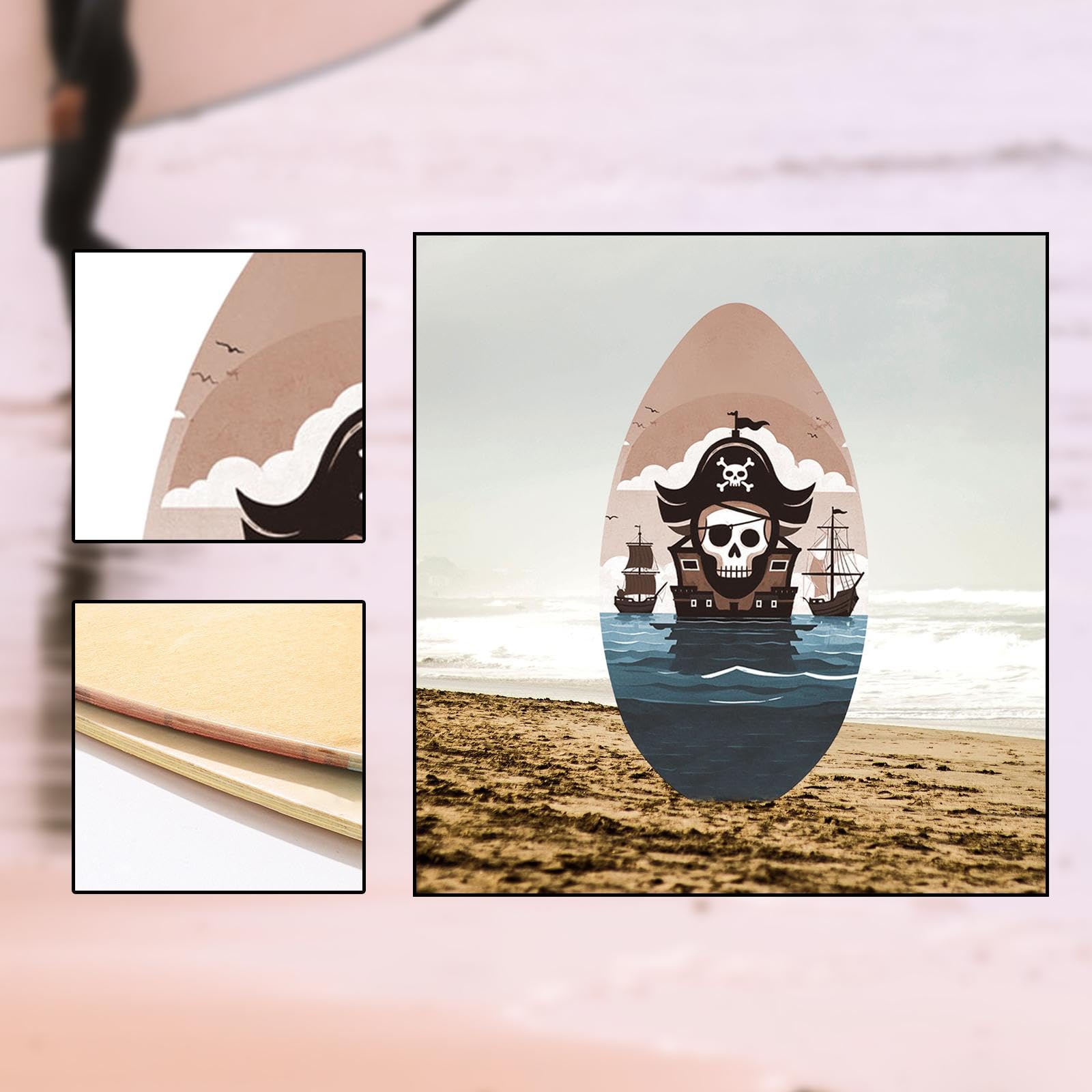 Skimboard Piccola tavola da Surf, 35 Pollici, in Piedi, Leggero, Legno, Board di Sabbia da Spiaggia Skim Board per Bambini per Principianti