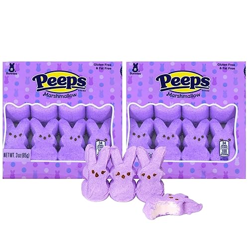 Peeps - Dulces de malvavisco de conejo de Pascua morados, 3 onzas, paquete de 2