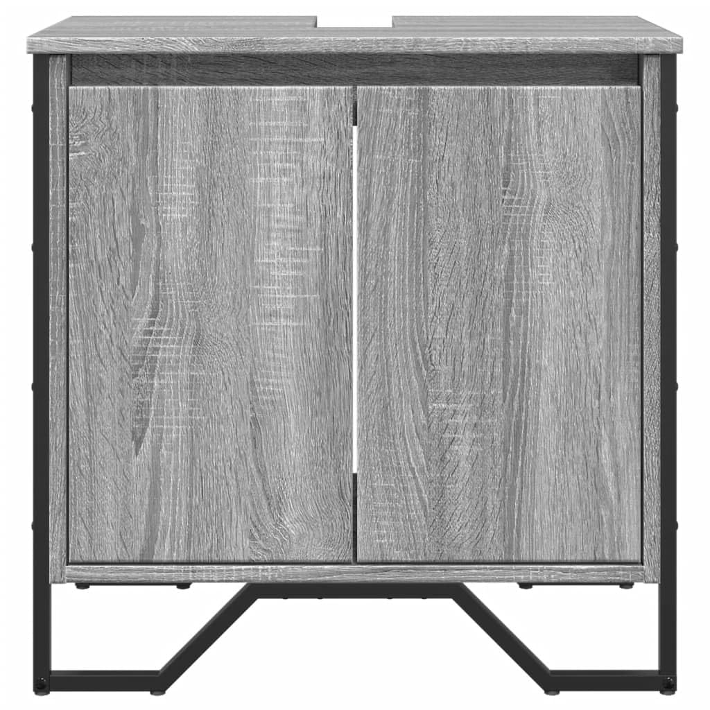vidaXL Armoire lavabo de Salle de Bain Sonoma Gris 60x35x60 cm, Placard lavabo de Salle de Bain, Meubles de Salle de Bain, Meuble de Rangement sous lavabo