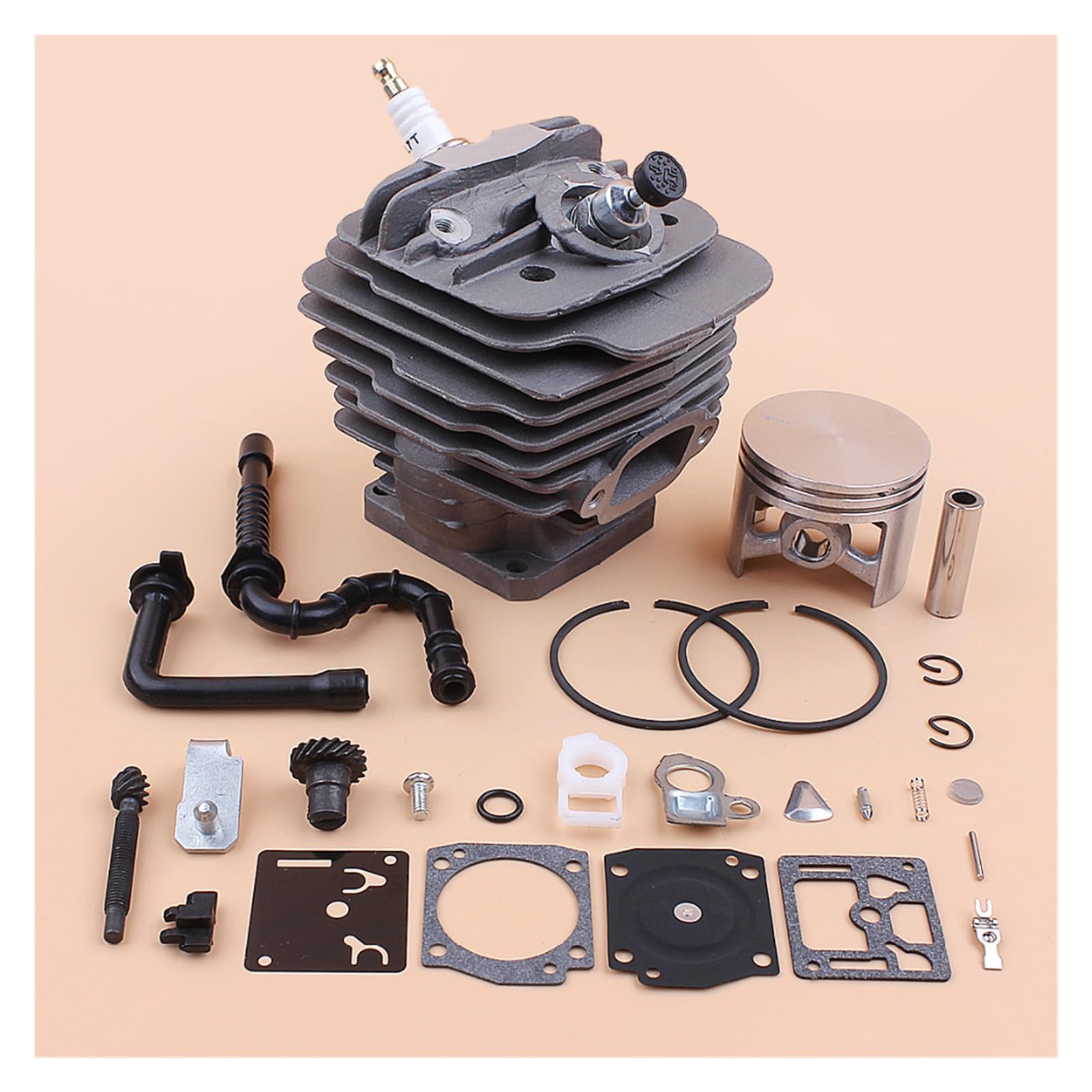 1 Juego de tensor cadena manguera aceite y pistón cilindro 48mm, Kit reparación carburador for Stihl 036 MS360 MS 360 for piezas reconstrucción motosierra 11250201206