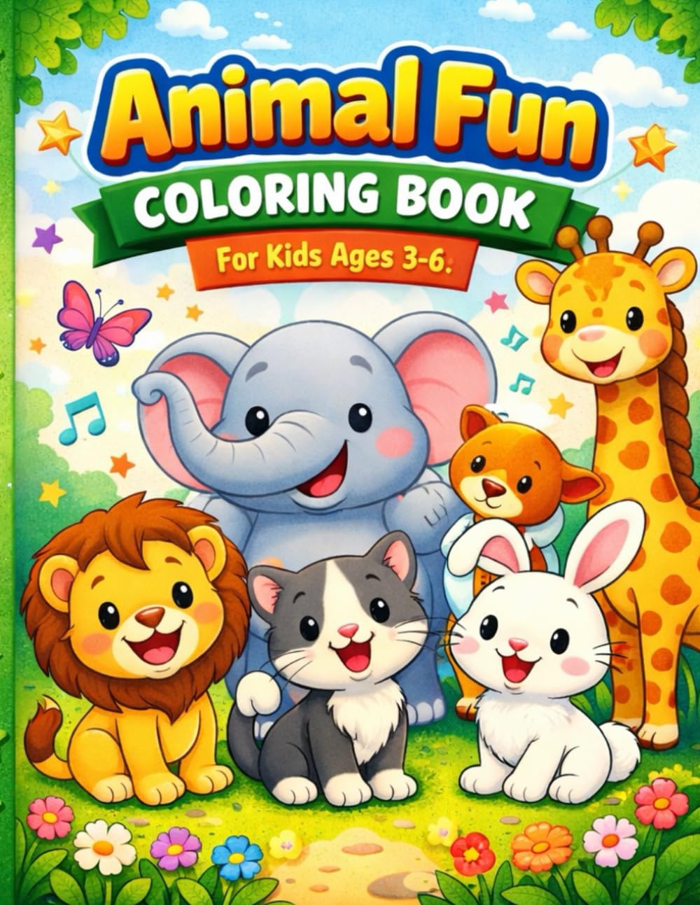 Cute Animals Coloring Book for Kids Ages 3–6: Simple, Fun & Bold Animal Designs for Toddlers and Preschoolers