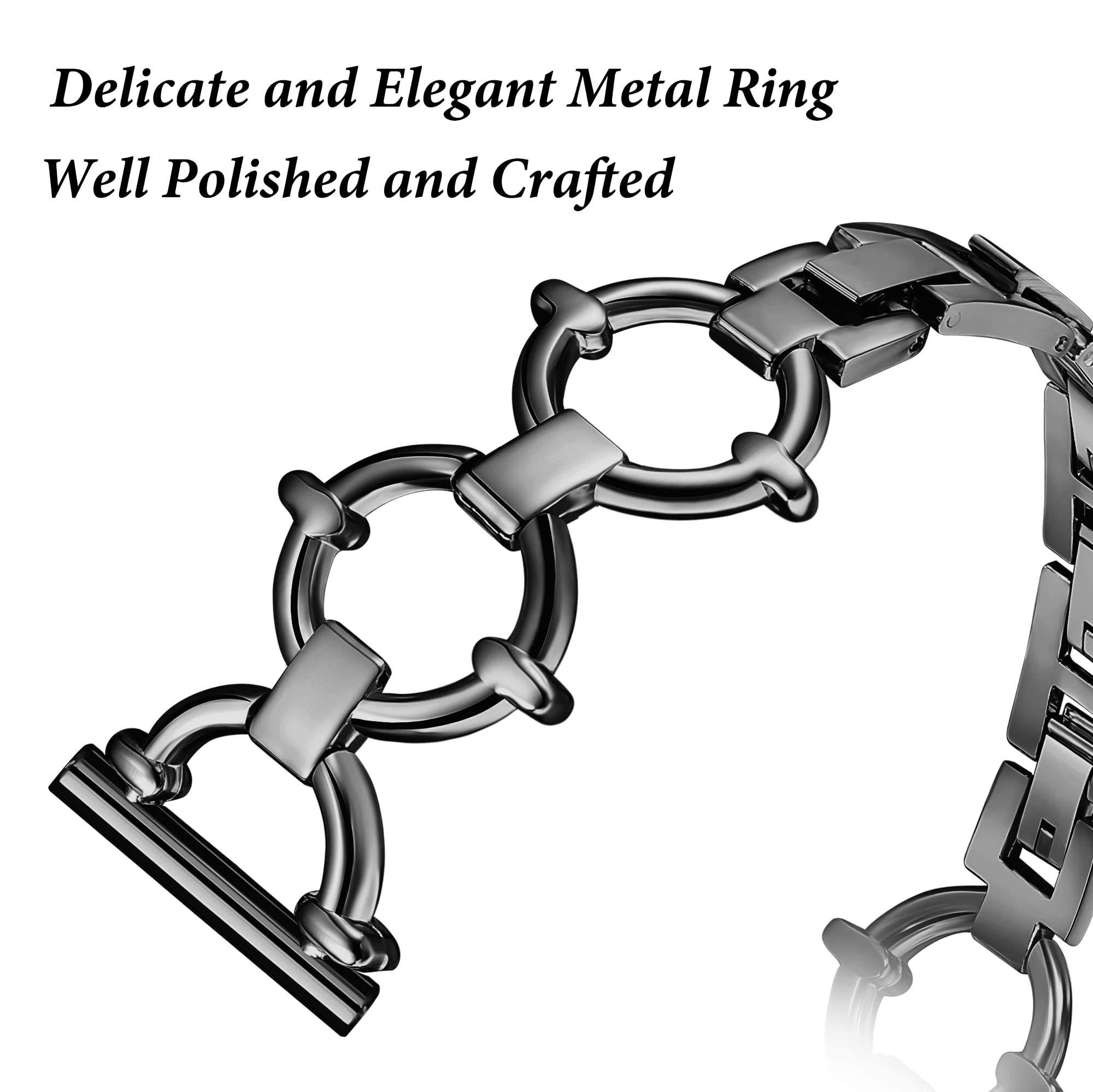 G-ficu Galaxy Watch 6/5/4 band 20mm O-Shape Band for Samsung Galaxy Watch 4 5 6 Band 40mm 44mm, Women Cute Slim Dressy Luxury Metal Band for Watch 5 40mm 44mm/Watch 5 Pro/Watch 4 Classic 42mm