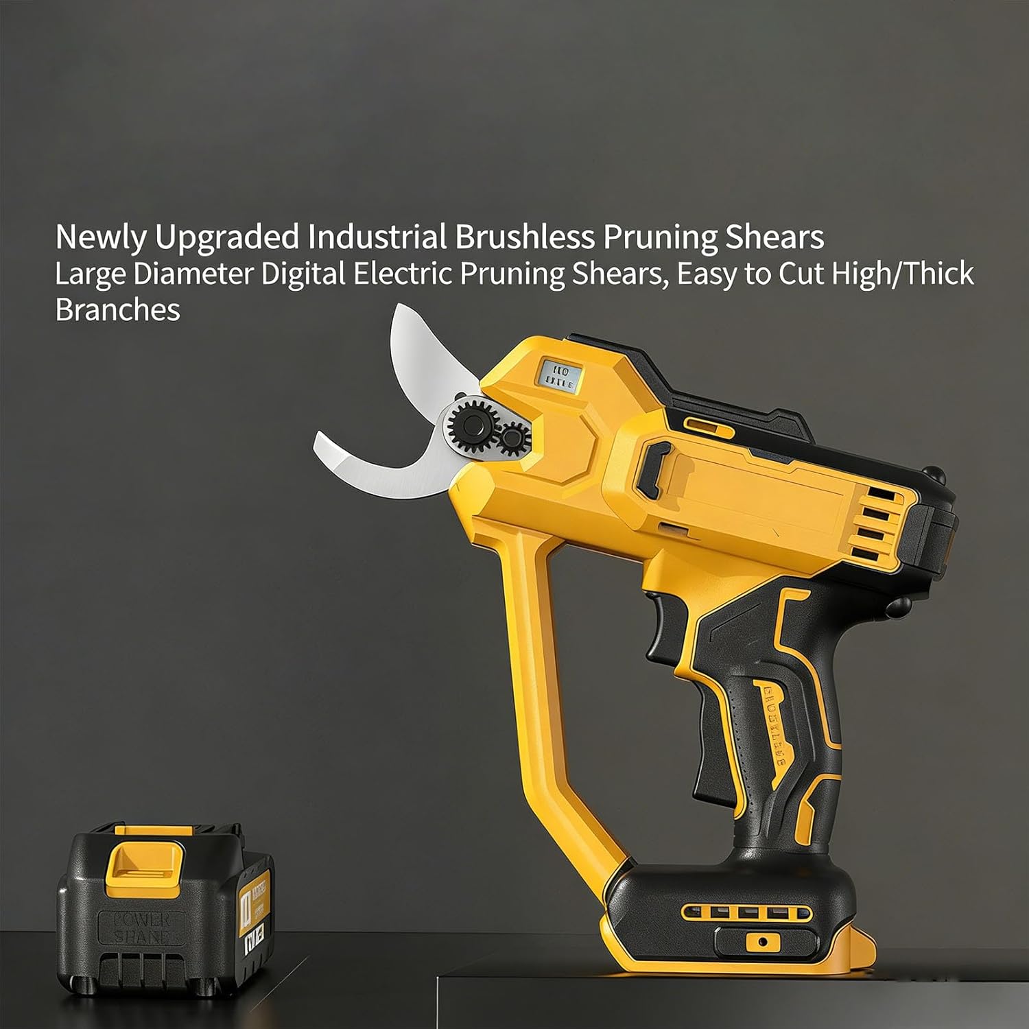 FTVOGUE Cordless Electric Pruning Shears, SK5 High Carbon Steel Ti Blades for 1.2in Branch Cutting with LCD Screen, for Gardens Parks Farms Orchards