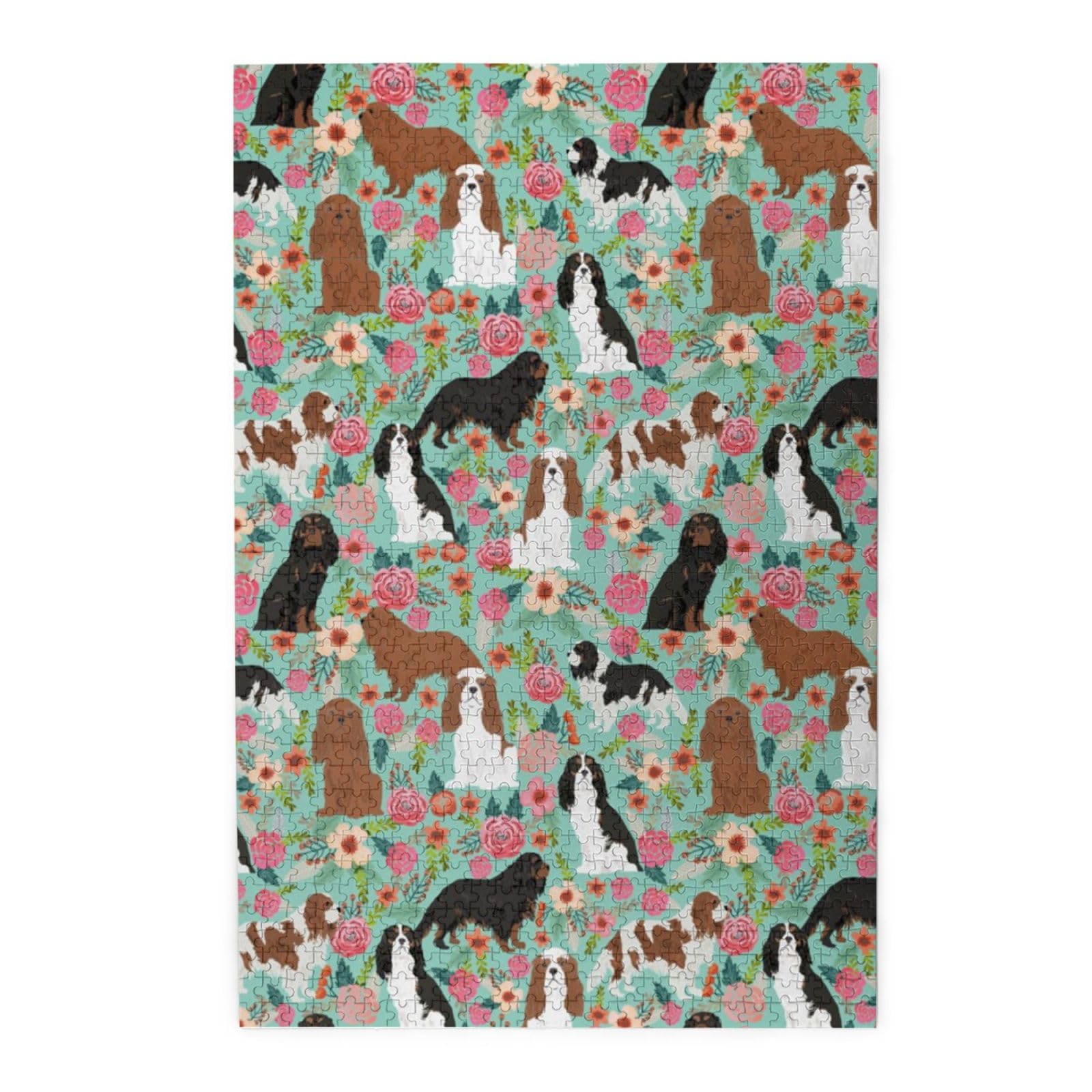 Cavalier King Charles Spaniel Floreale, Puzzle da 1000 pezzi per adulti, Puzzle impegnativi, Puzzle a incastro