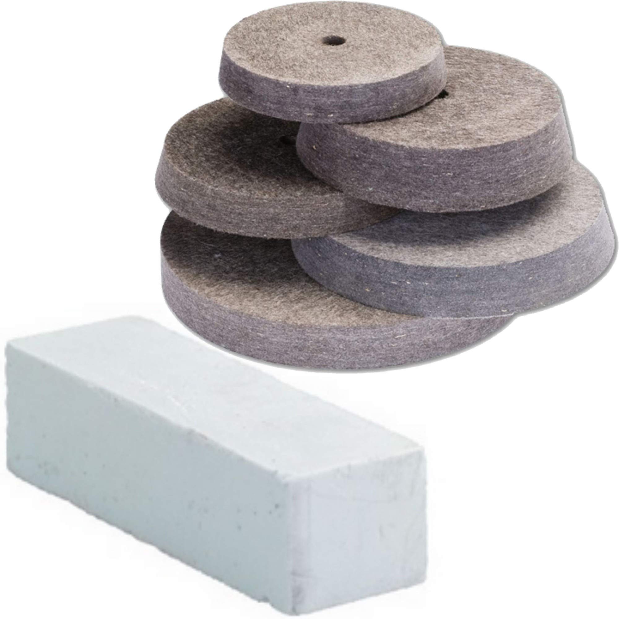 TronicXL Polierscheibe Filz Filzscheibe + Polierpaste Set für messerschleifer Filzpolierscheibe Messer polieren (125x20x14mm schräg 10°)