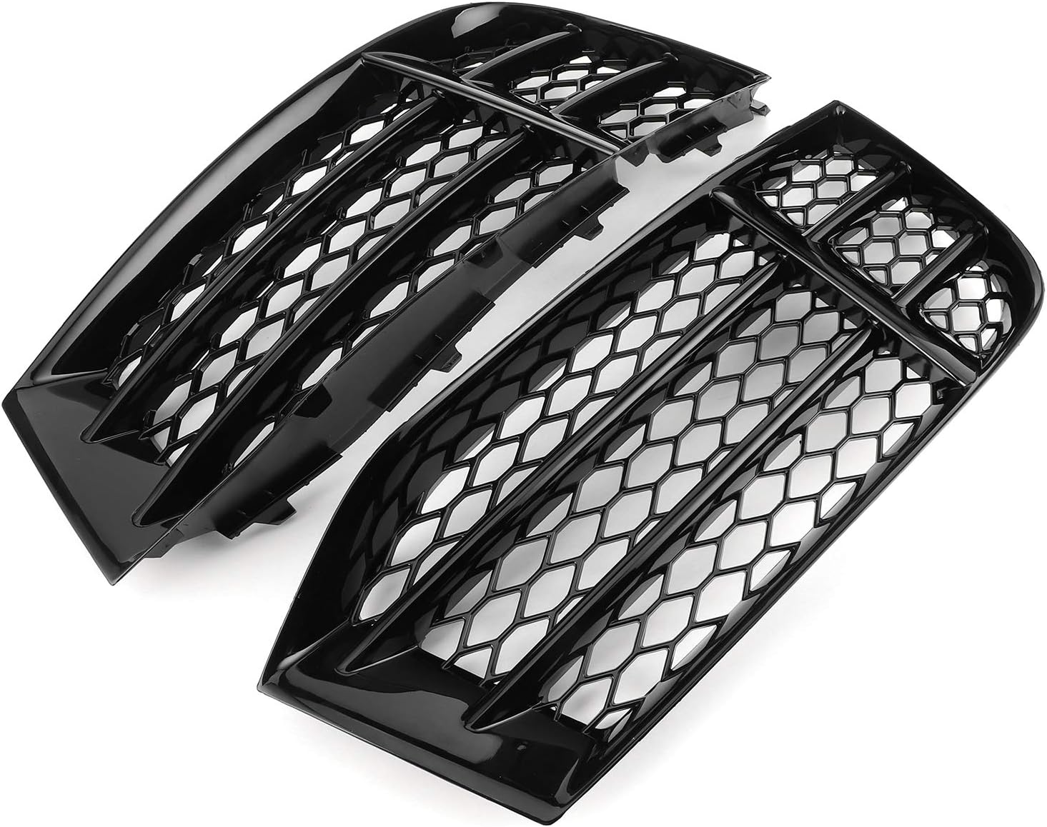 Fog Light Grilles Grills Cover Front Bumper Lower Grille Fog Light Pair Glossy Black Honeycombs Mesh Fog Light Grills Cover Trim for RS5 B8.5 2013‑2016