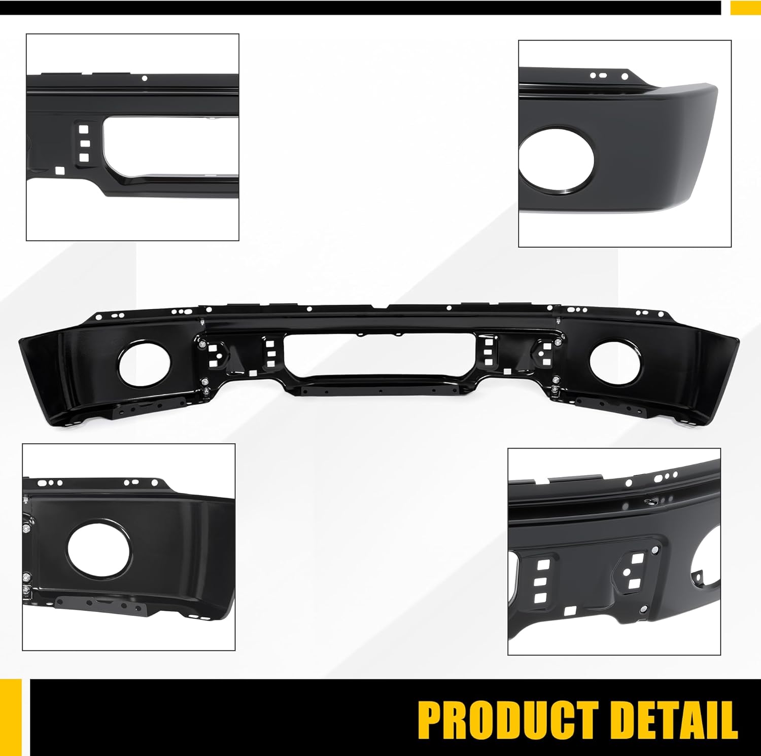 KUAFU 3Pcs Front Bumper Face Bar Compatible with 2009-2014 Ford F150 F-150 W/O Fog Light Holes 9L3Z17757DPTM FO1002413 Steel Electrophoresis Black Replacement Only Unassembled