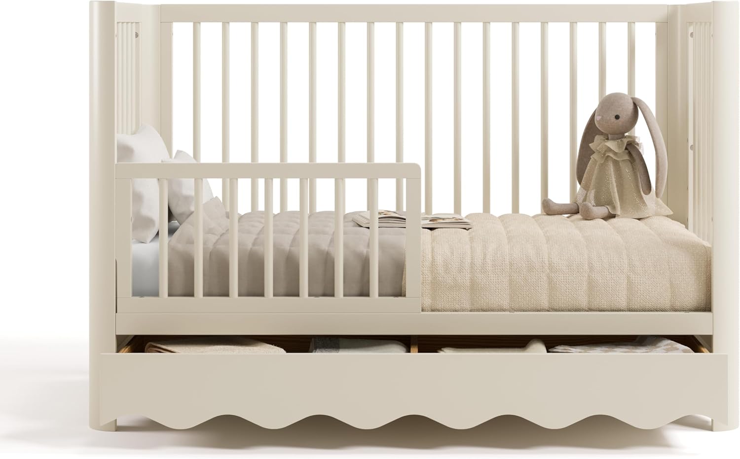 Storkcraft Casablanca Convertible Crib with Drawer and Toddler Guardrail (Frosted Oat) – GREENGUARD Gold Certified, Toddler Bed Conversion Kit Included, Fits Standard Crib Mattress, Crib with Storage - Image 13