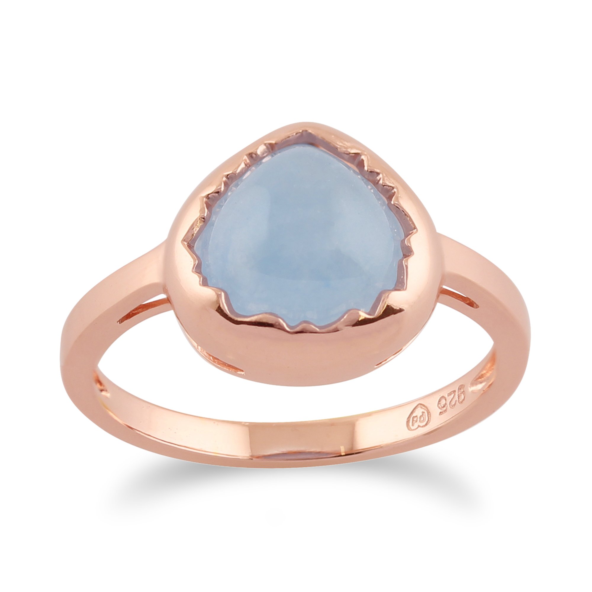 Anillo de jade azul con plata de ley chapada en oro rosa Ivy Gems para mujer 4