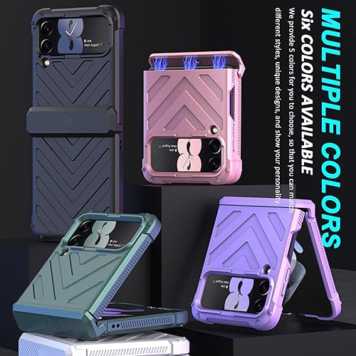 Miniatura 7 de Miimall Funda compatible con Samsung Galaxy Z Flip 4 protección magnética de bisagra, diseño de forma militar, anticaídas, a prueba de golpes,