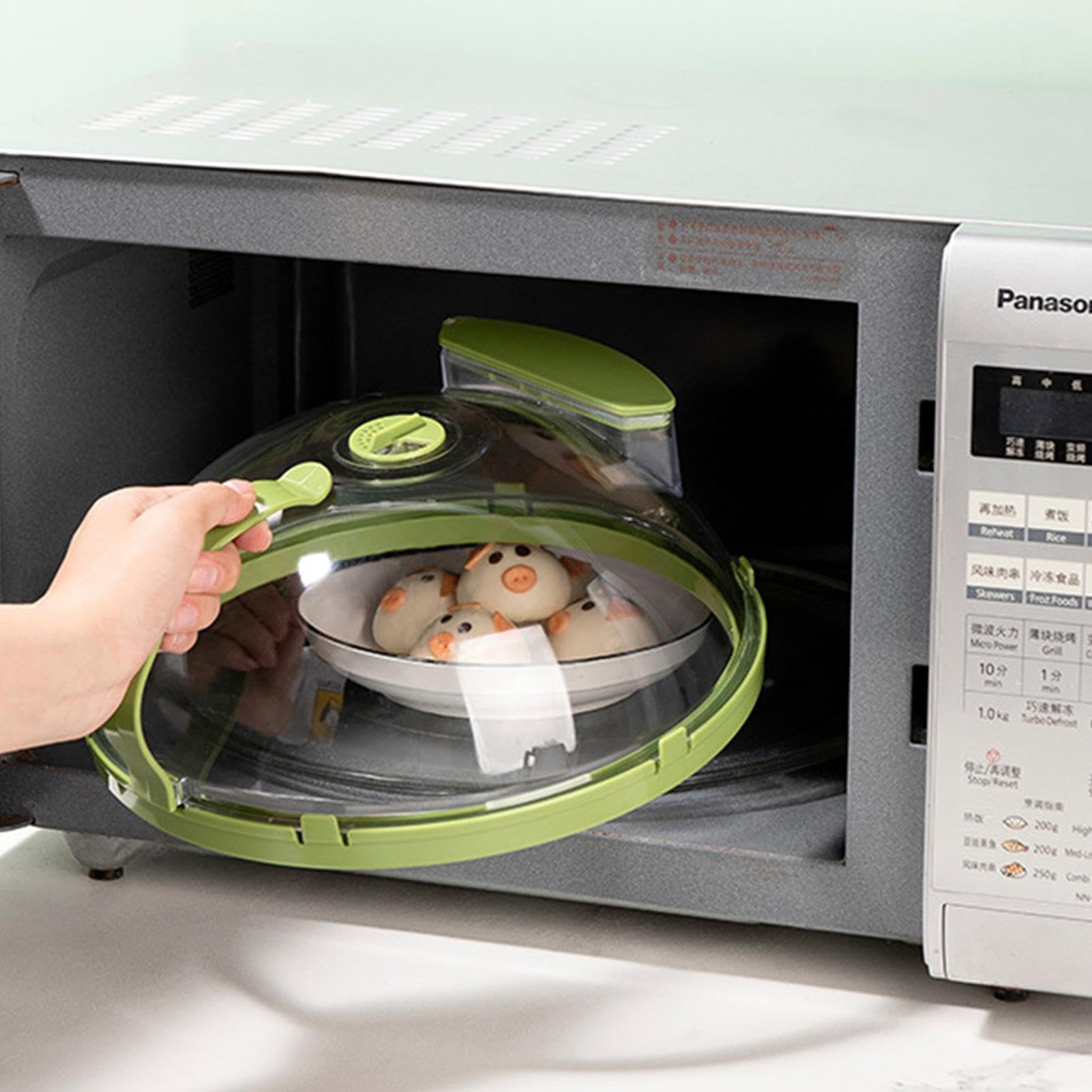 Cubierta Para Tapa De Microondas - Protector Contra Salpicaduras | Cubierta Ventilada Para Alimentos Para Microondas Con Depósito De Agua Para Humedad, Tapa Transpirable Para Preparación De Comidas Y