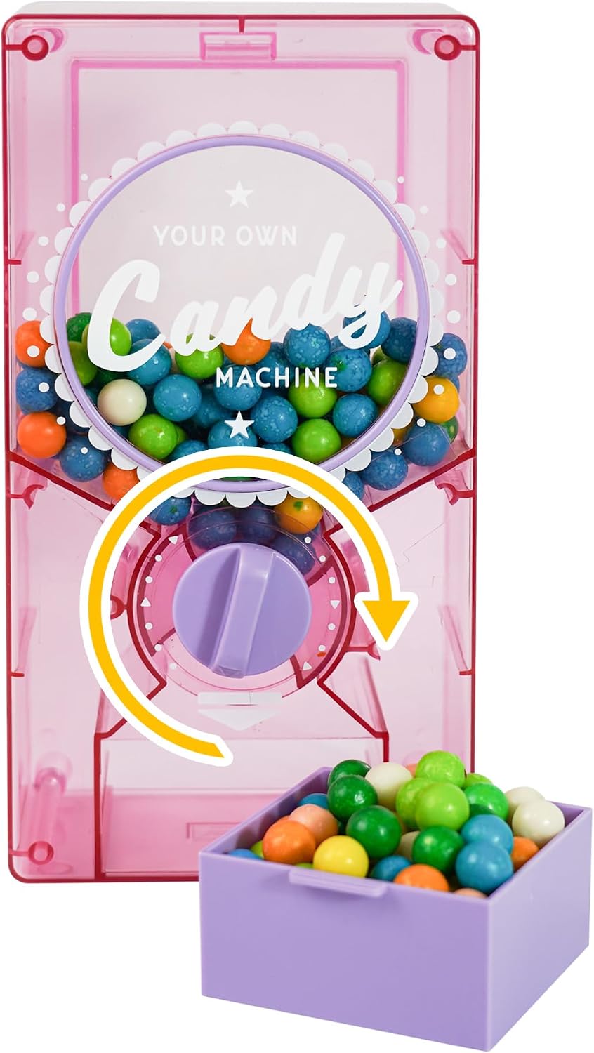 YOBRO Retro Candy Dispenser,Candy Machine- Gumball & Nut Dispenser for Coffee Bean Nuts,Fun Vending Machine for Home or Office,White Elephant Gifts,Stocking Stuffers for Family,3+YEAR (Clear Pink)