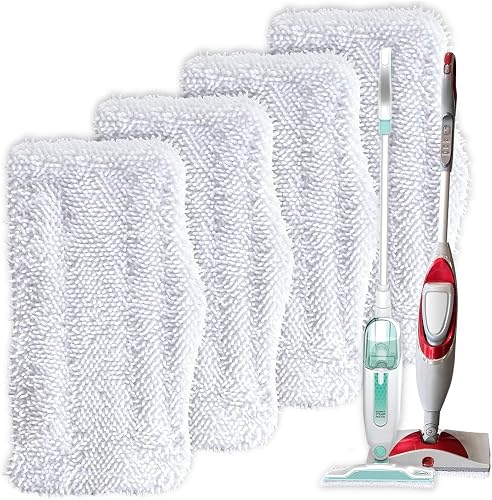 Turbo Microfiber 4-Pack Mop Pads for Shark Steam Mop SK Series & S Series - Shark Steam Replacement Pads