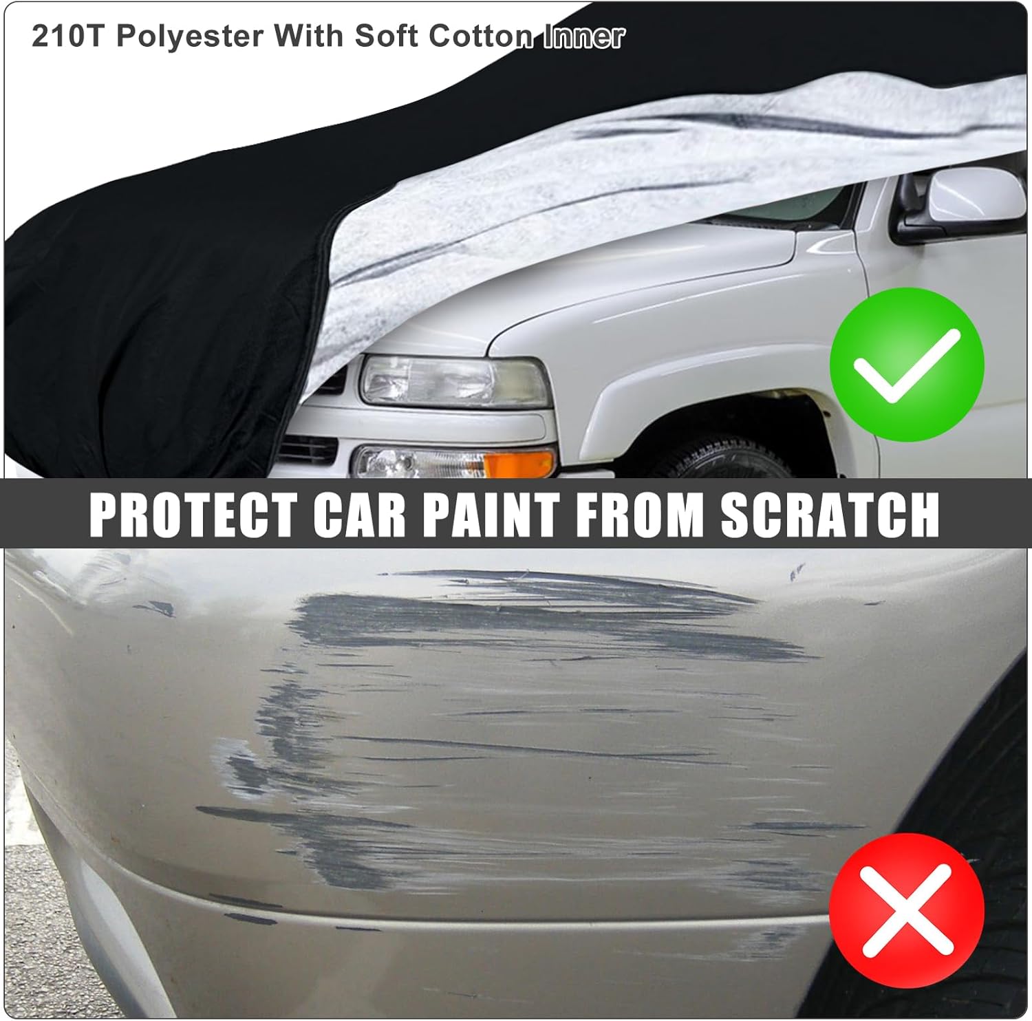 Waterproof Car Cover Replace for 1973-2006 Chevy Suburban/GMC Yukon XL/Cadillac Escalade ESV, 6 Layers All Weather Car Cover with Zipper Door for Snow Rain Dust Protection