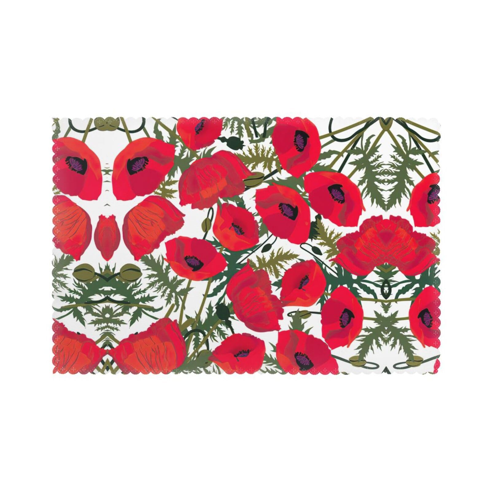 Sets de table motif coquelicot en lot de 6 pour embellir vos dîners en terrasse