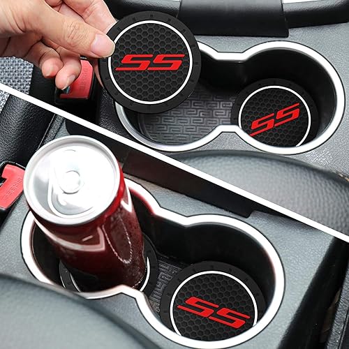 Miniatura 4 de 2 posavasos de coche para Chevy Camaro SS accesorios, alfombrilla antideslizante de 2.75 pulgadas para interior de automóvil