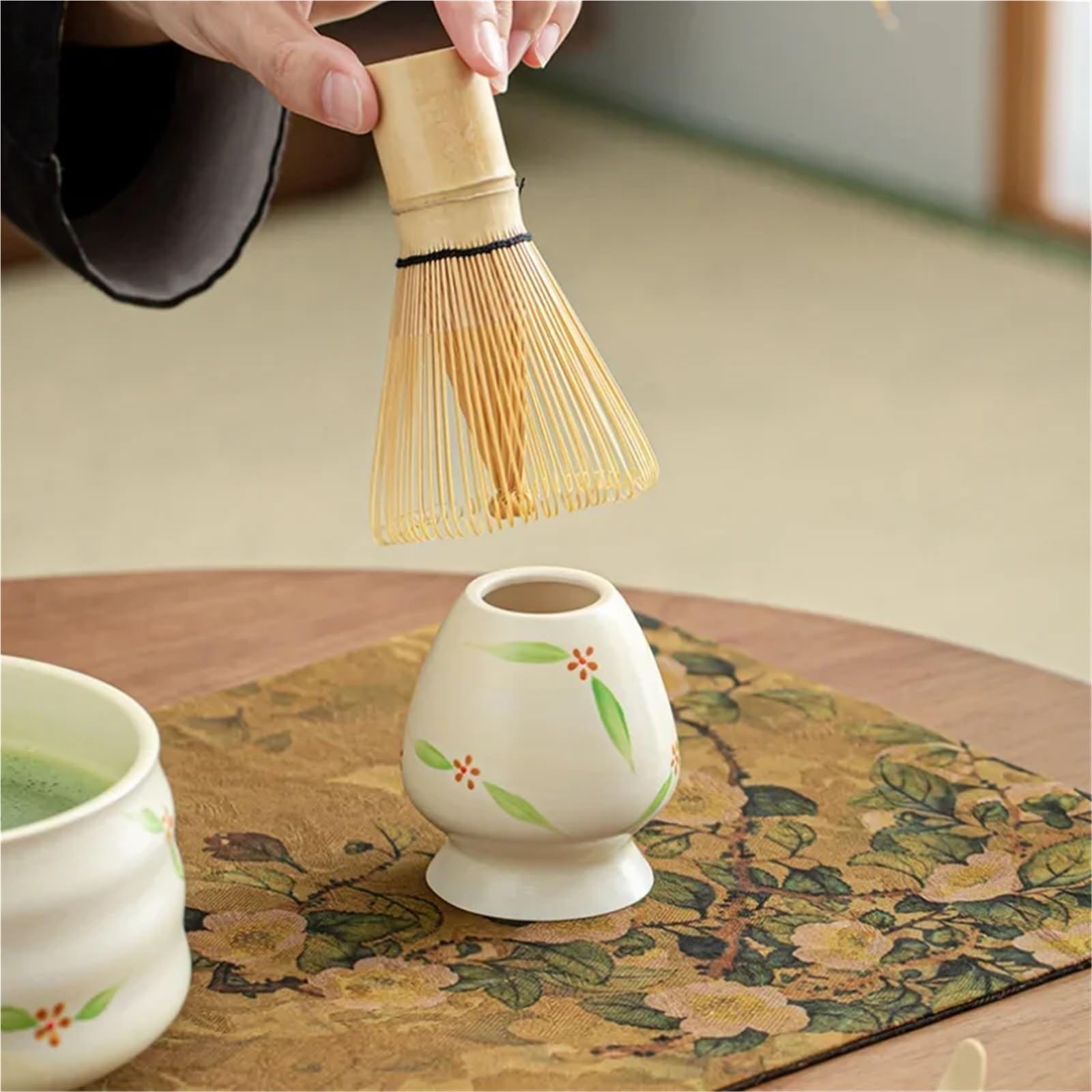 Keramik Matcha Schüssel Set Matcha Brushd Tee Set Tee Tisch Zubehör Matcha Tee Werkzeuge Set Matcha Tee Set(White)