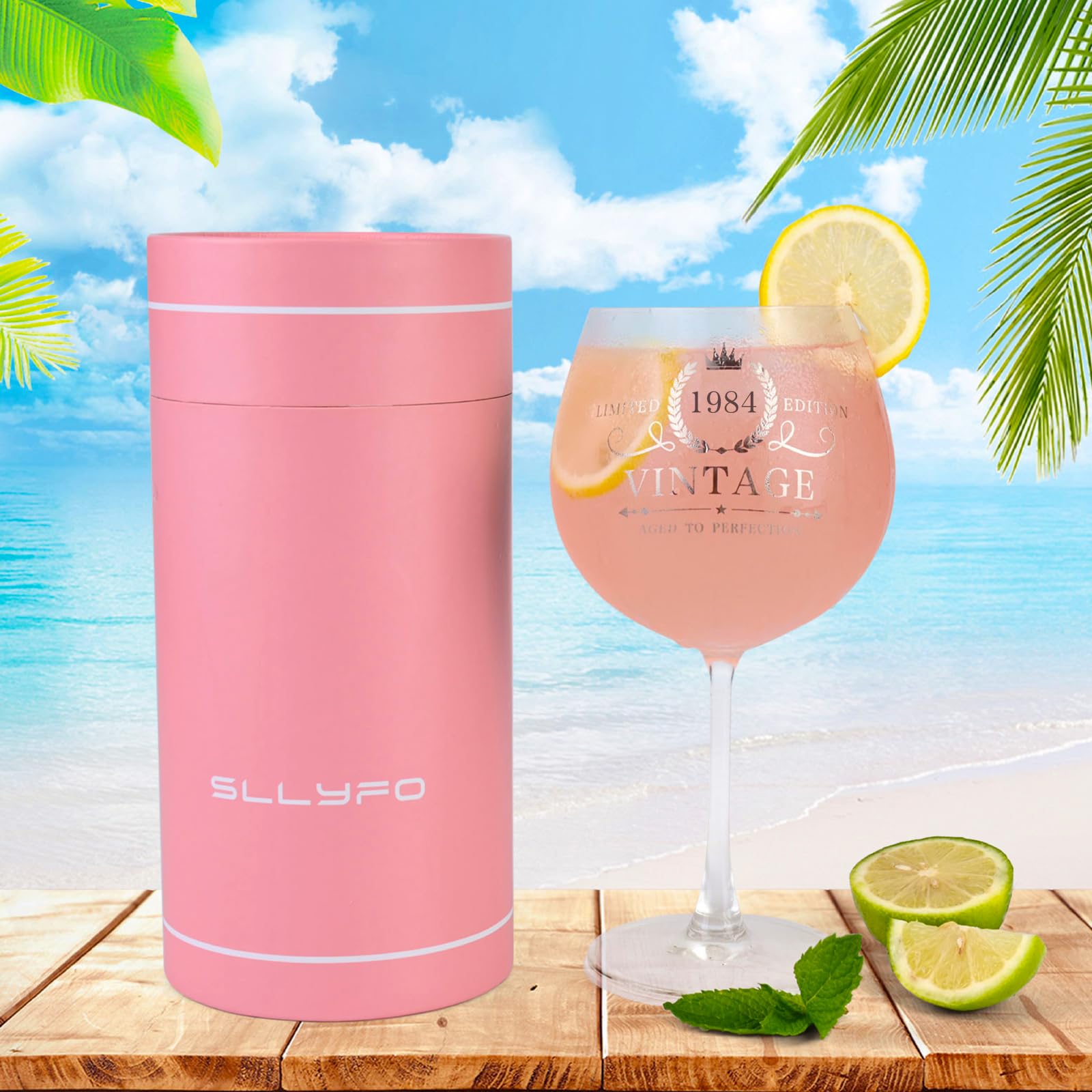 Sllyfo 40th Birthday Gifts Women Wine Glass - Vintage 1984 Printed 22 oz Stemmed Wine Glass - Funny 40 Birthday Gifts Idea.(Vintage 1984)