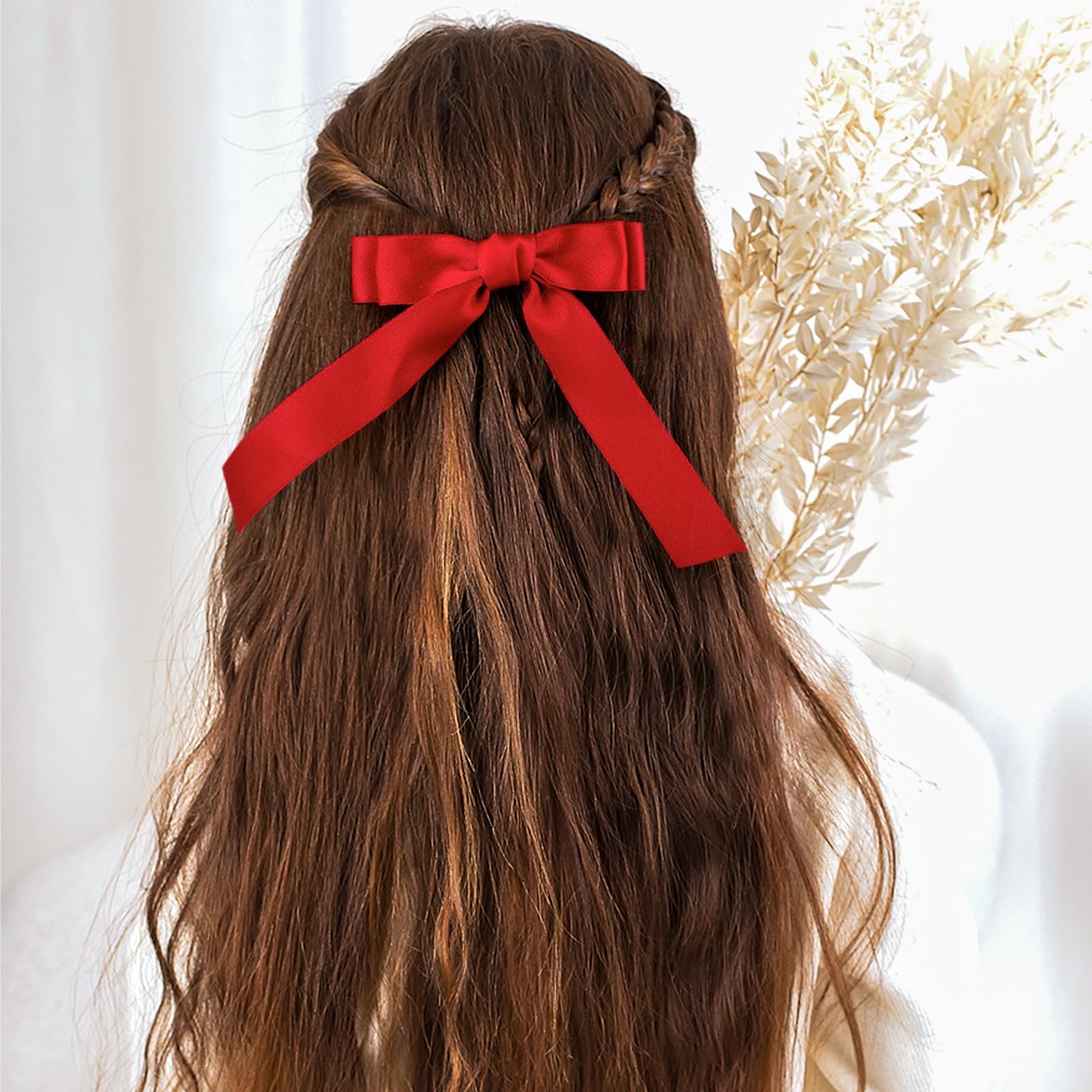 Vivinin 4 Pezzi Fiocchi Per Capelli In Raso Di Seta Per Donne Fermaglio Per Capelli Con Nastro A Coda Lunga Per Capelli Da Indossare Tutti I Gior~p123503709