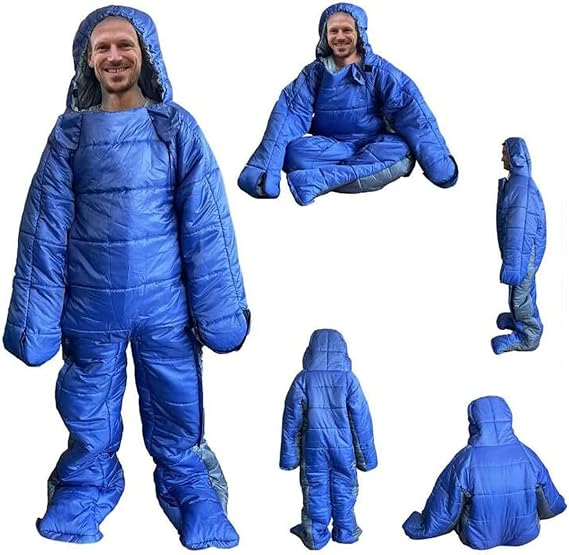 Wearable Sleeping Bag for Adults, Indoor Outdor Lightweight Mummy Sleeping Bag Full Body Wearable Walkable Winter Emergency Heavy Duty Sleeping Bag