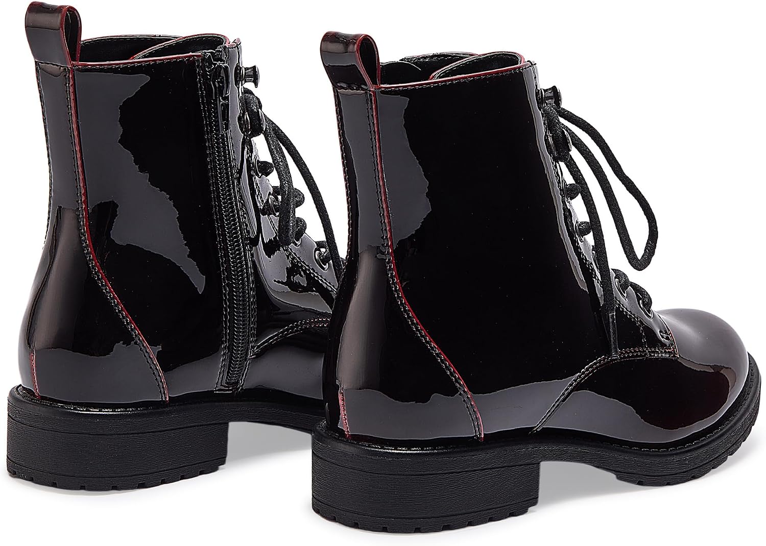 LISYIIZ Women's Ankle Combat Boots Lace Up Booties with Side Zipper Low Heel Fashion Combat Booties for Fall Winter Casual Wear