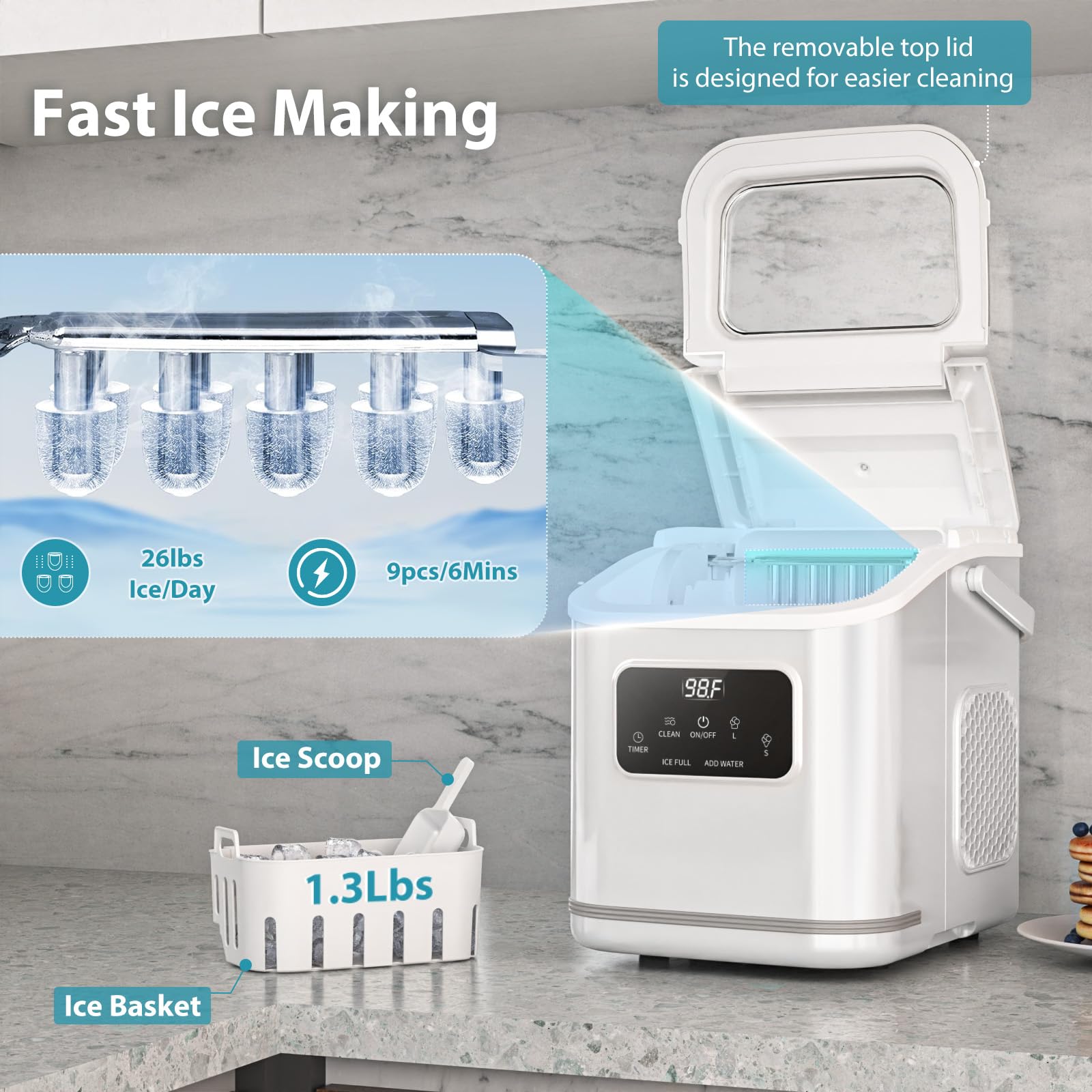 Ice Maker Clearance SIMZLIFE Countertop Ice Maker 26 Lbs/Day
