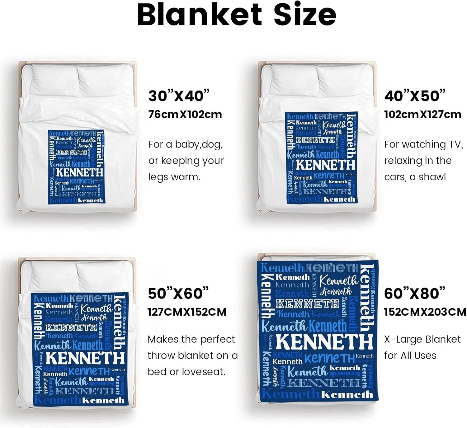 Personalized Blanket for Kids Adults Personalized Name Blanket Custom Blanket with Name for Girls Boys Customized Super Soft Flannel Blankets Throws