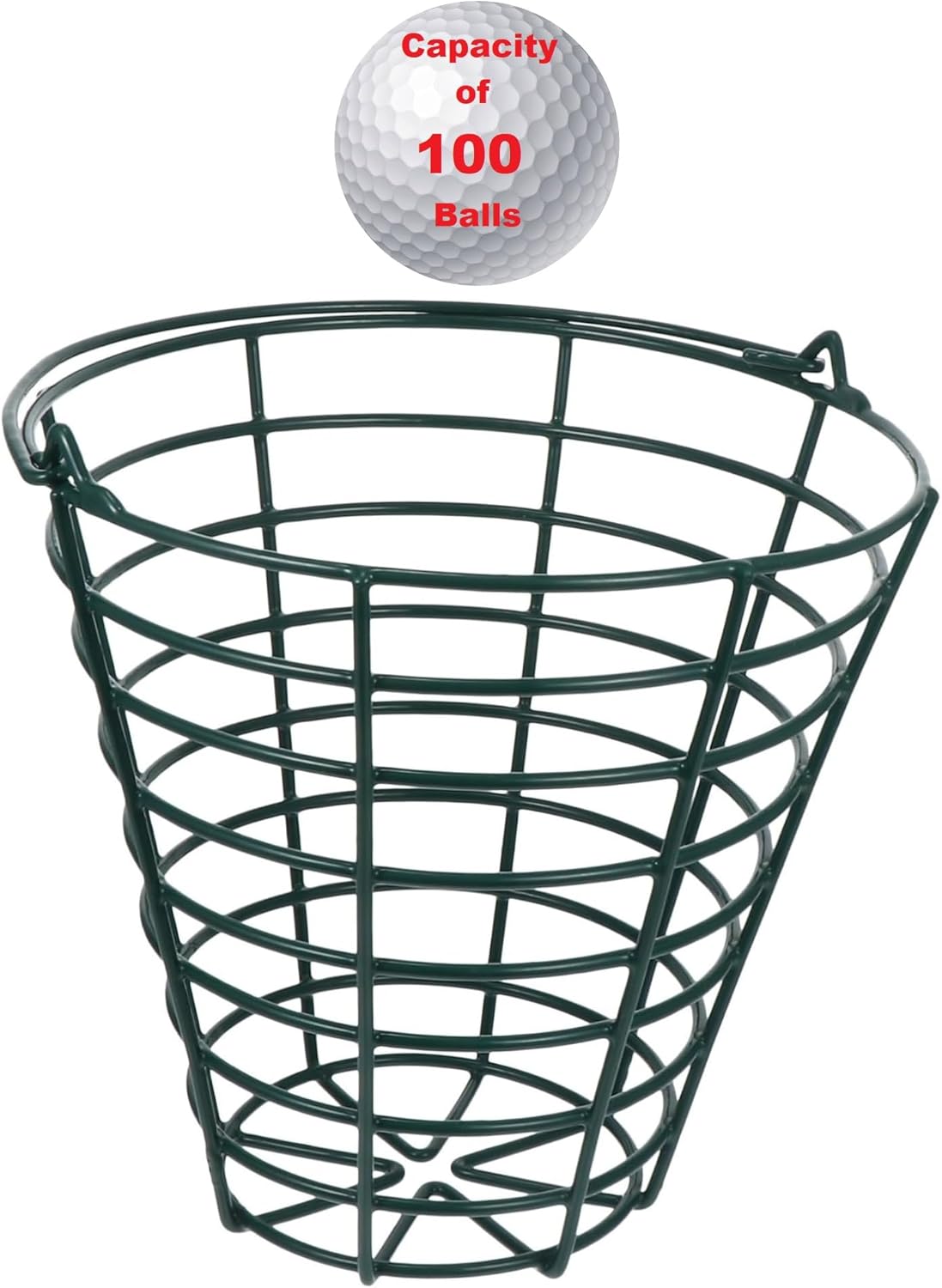Metal Range Golf Ball Baskets with Handle, Golf Ball Storage Bucket, Holds 100 Golf Balls (Golf Balls Not Included)