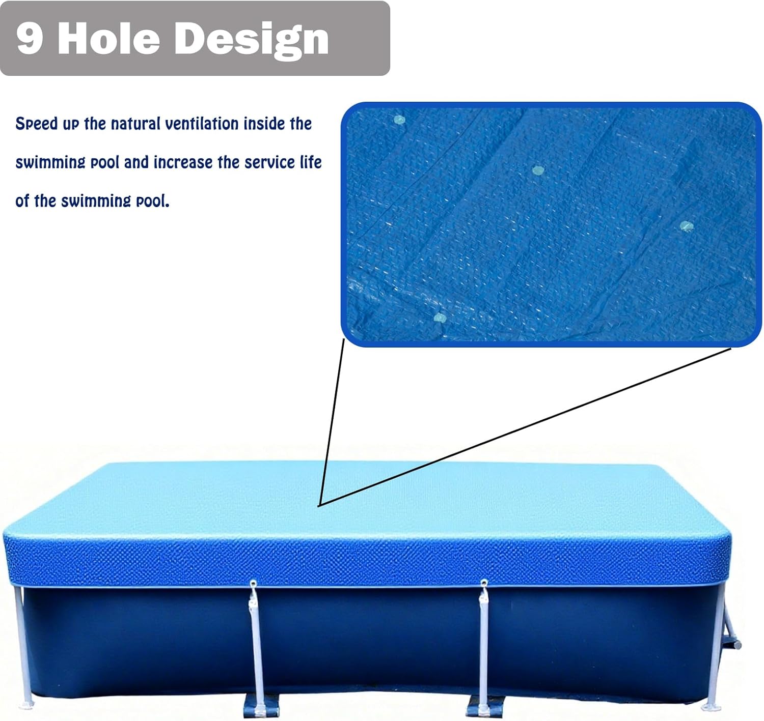 157 x 83 in Rectangle Pool Cover, 13x7 Rectangular Frame Swimming, 13 Foot Pool Cover, Durable PE Tarpaulin Dust Proof Rain Proof Garden Outdoor Above Ground Square Pools Cover (157''x83'')