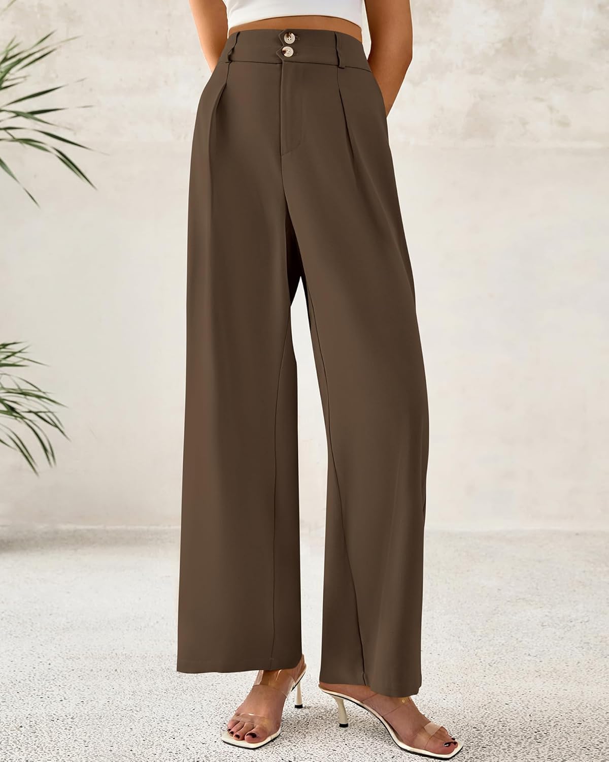 BTFBM Women Wide Leg Dress Pants 2026 High Waisted Button Pleated Business Casual Trousers Office Work Palazzo Pants - Image 5
