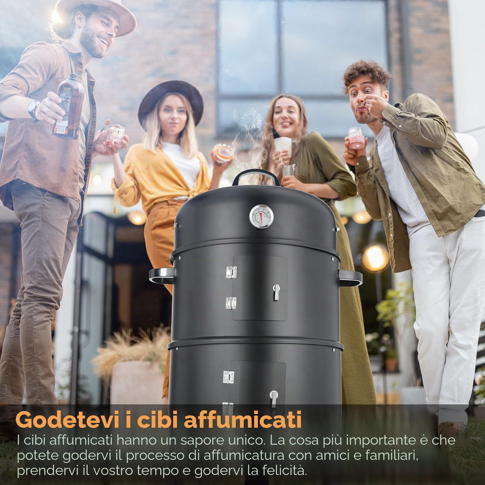 TLGREEN Barbecue Smoker 3 in 1, Affumicatore con Manico, BBQ Smoker