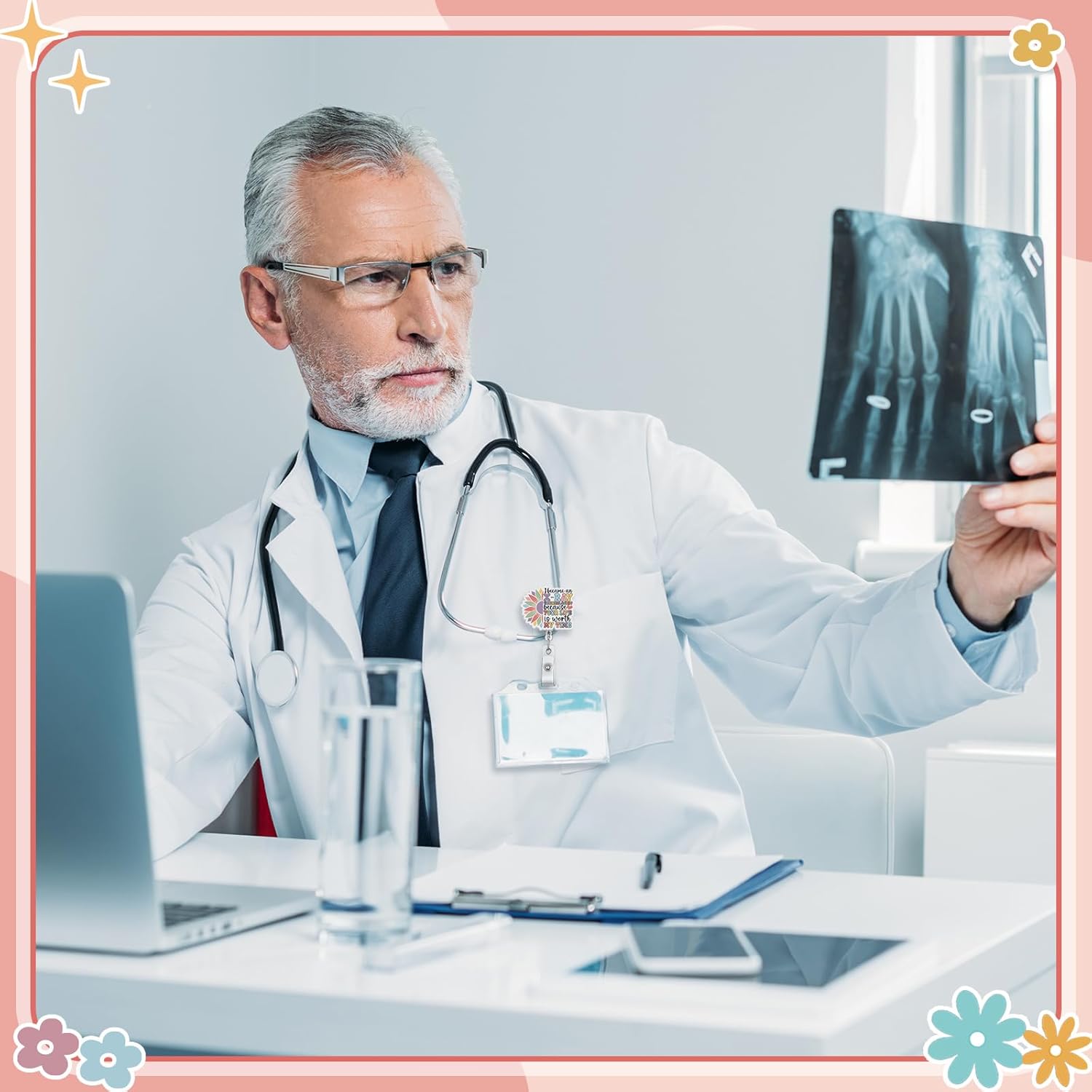 Geyoga 12 Pcs X-Ray Technologist Badge Holder Retractable Badge Reels Cards Holder with Clip Gift for Social Workers Dentist Volunteer Ot Doctor Nurse Coworker Appreciation - Image 4