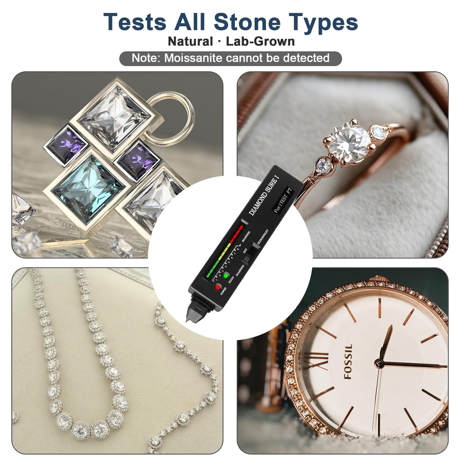 Professioneller Diamant Tester Stift mit Wärmeleitfähigkeit Sensor & LED Display, 0,5s Erkennung für Gold & Edelstein Verifizierung