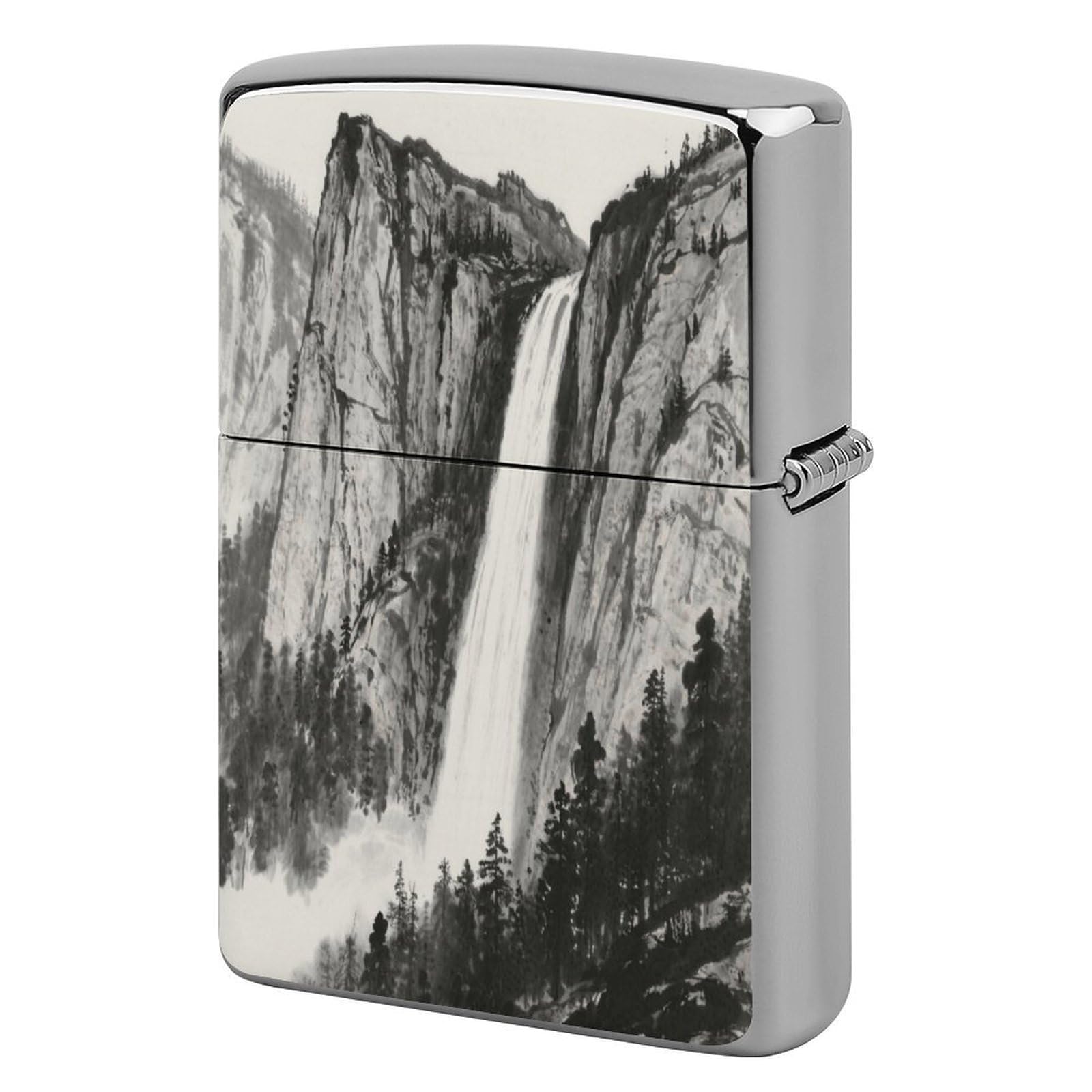 Fekiloot Style Granite Cliffs And Waterfalls Lighter Case Cover Metal Lighter Case
