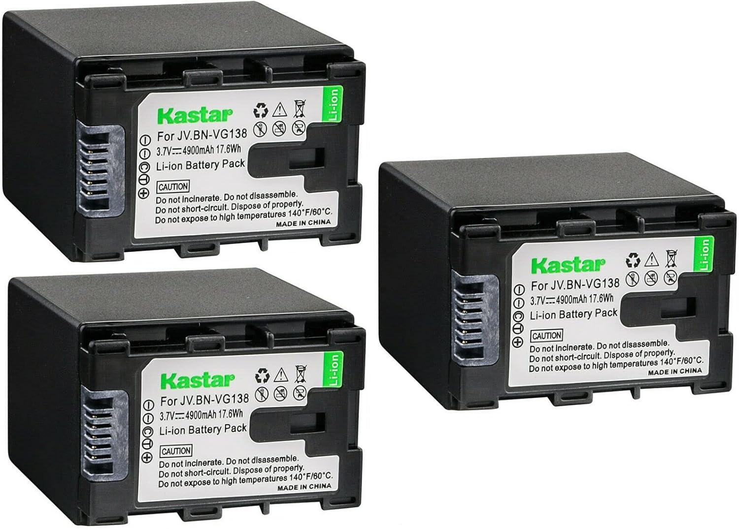 Kastar BN-VG138 Battery 3-Pack Replacement for JVC GZ-MS230BUC GZ-MS230BUS GZ-MS230RU GZ-MS230RUC GZ-MS230RUS GZ-MS230U GZ-MS237-S GZ-MS240 GZ-MS240AUS GZ-MS250 GZ-MS250BEK GZ-MS250BEU Camera