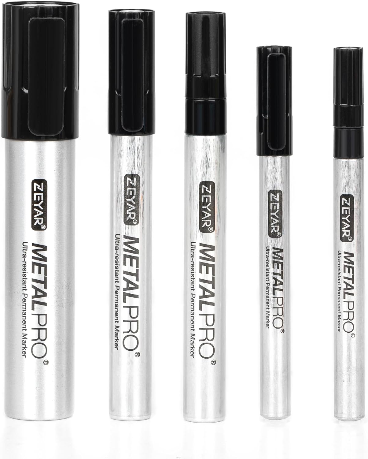 ZEYAR Permanent Markers Pen, 5 Different Point Sizes